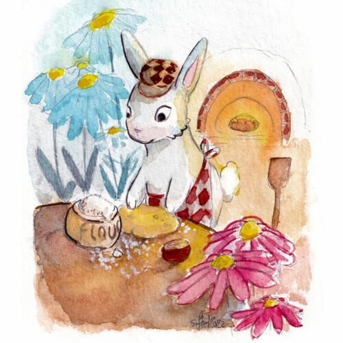 illustration jeunesse, lapin boulanger par sifhel